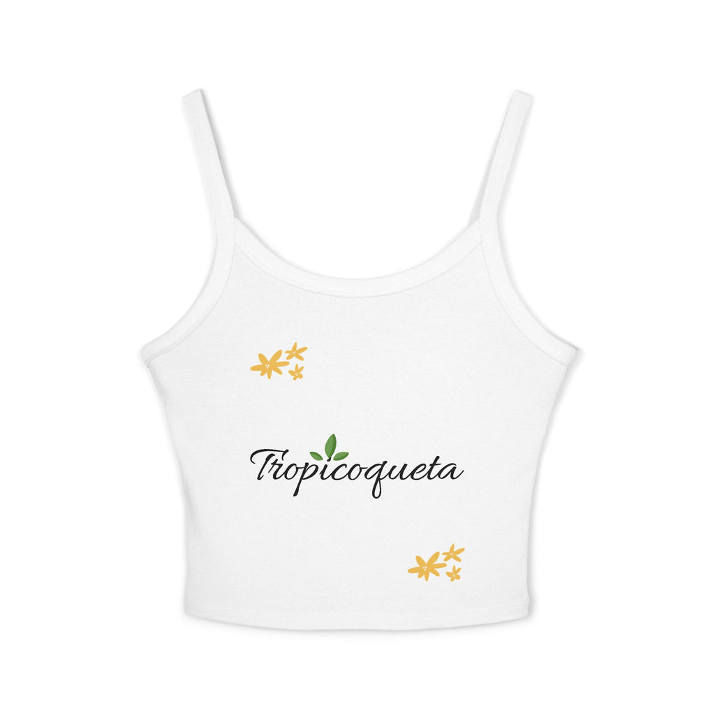 Tropicoqueta Spaghetti Strap Tank Top — Tropical Floral Crop Tank