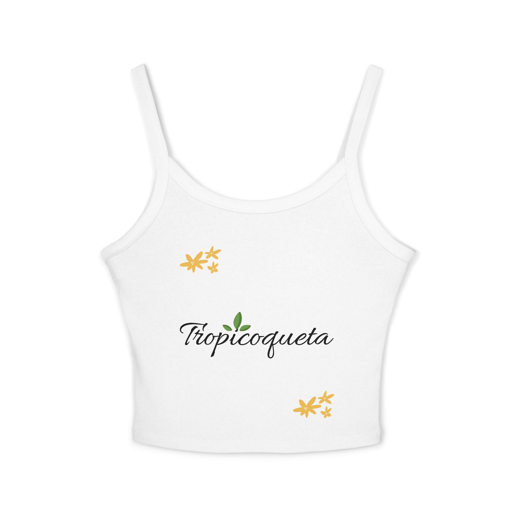 Tropicoqueta Spaghetti Strap Tank Top — Tropical Floral Crop Tank