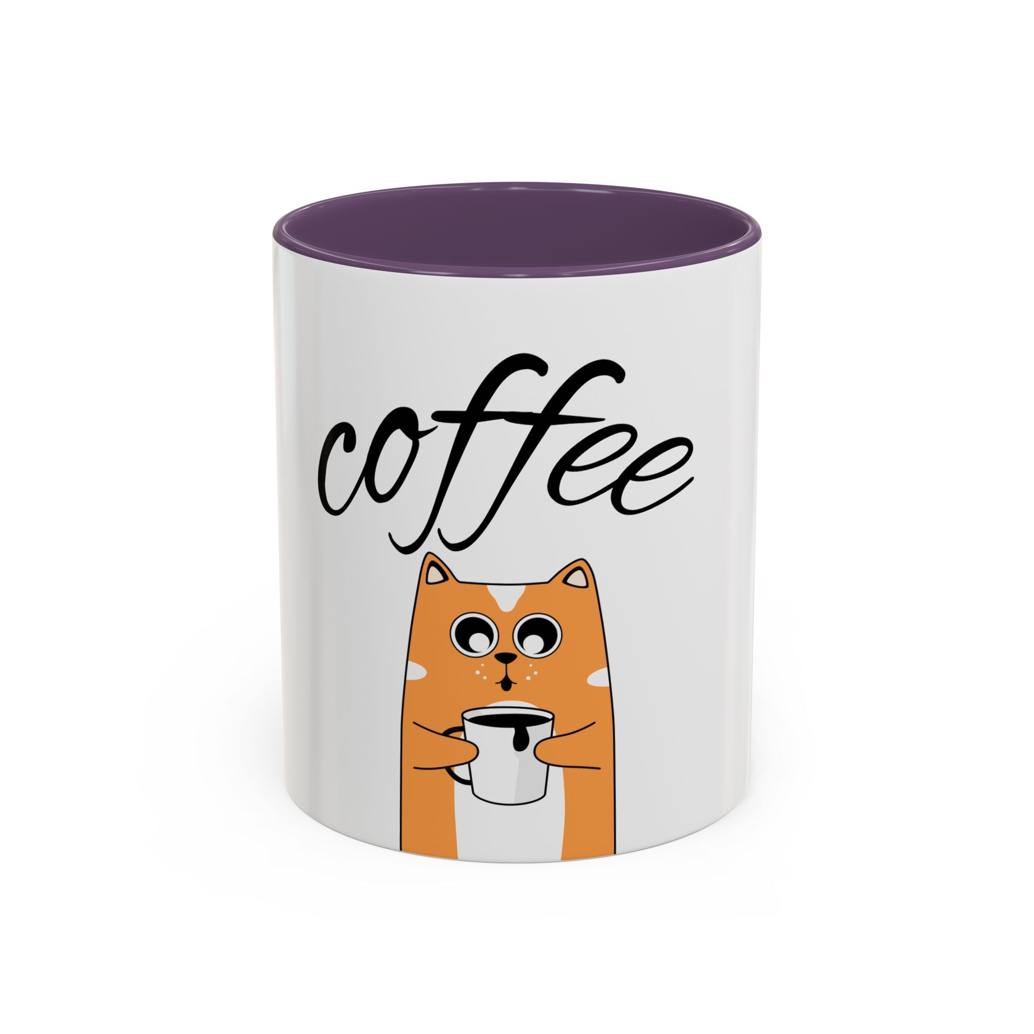 Coffee First Cat Mug — Cute Orange Cat Drinking Coffee, Funny Morning Coffee Gift (11/15oz)