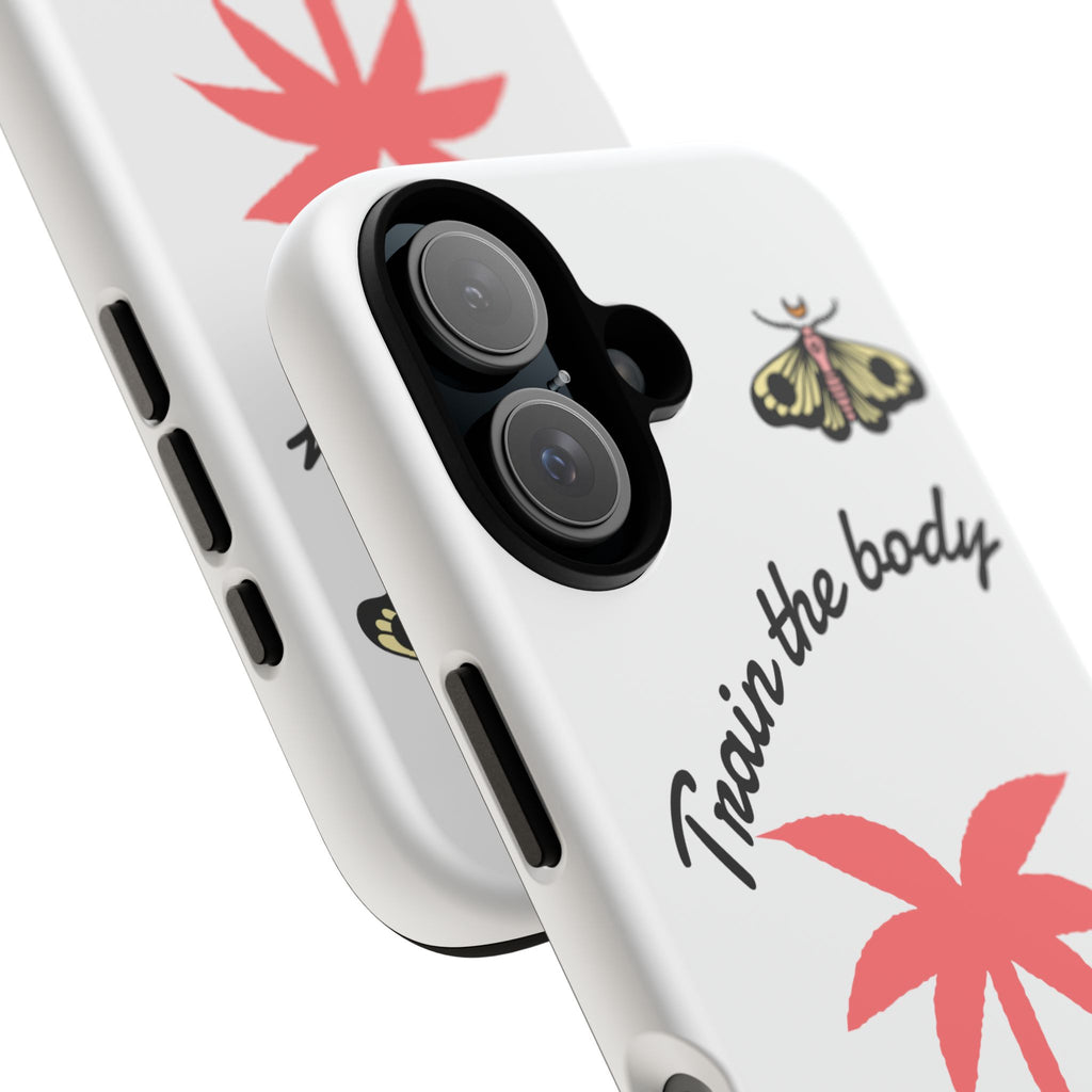 Train the Body Silence the Chaos phone case | palm tree moth design