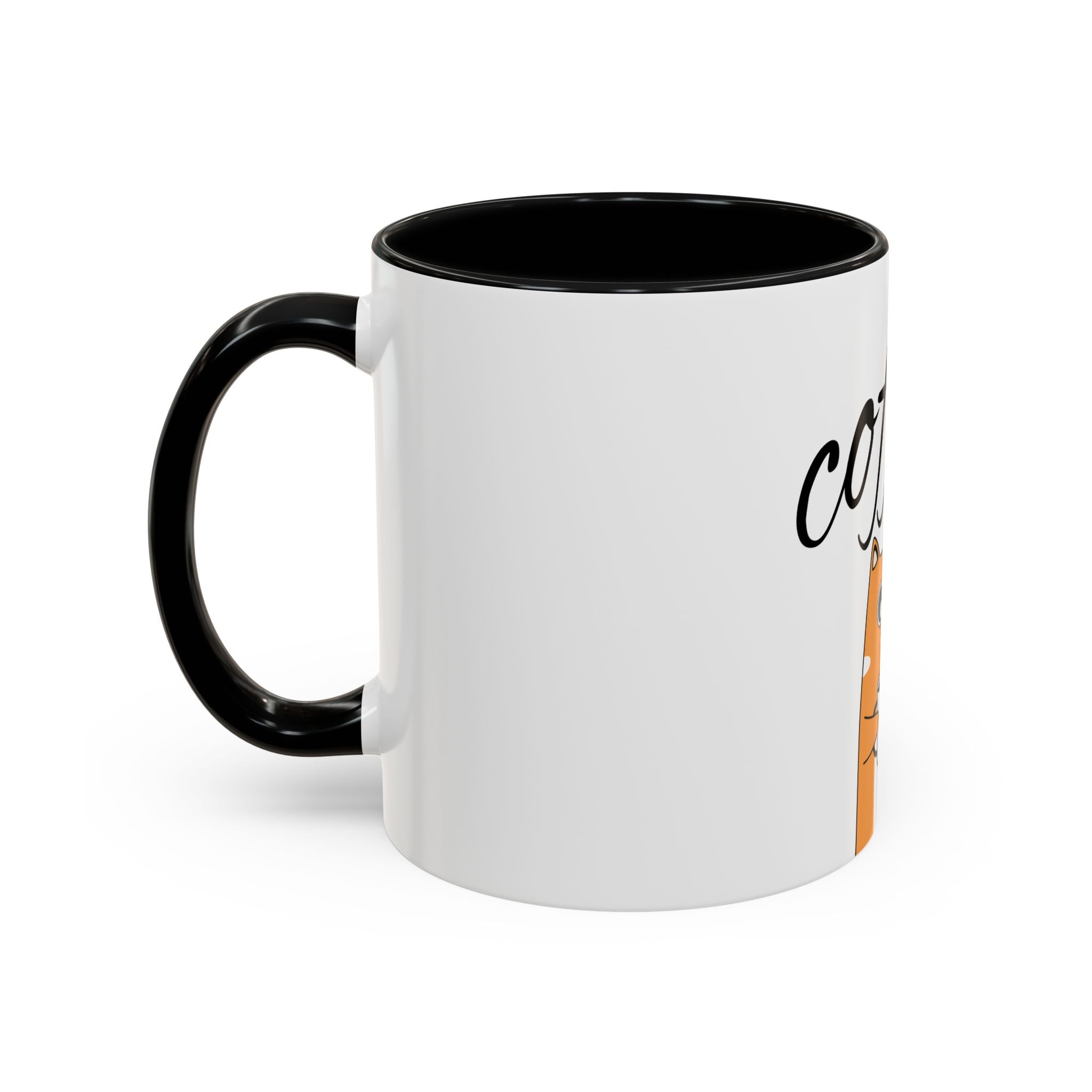 Coffee First Cat Mug — Cute Orange Cat Drinking Coffee, Funny Morning Coffee Gift (11/15oz)