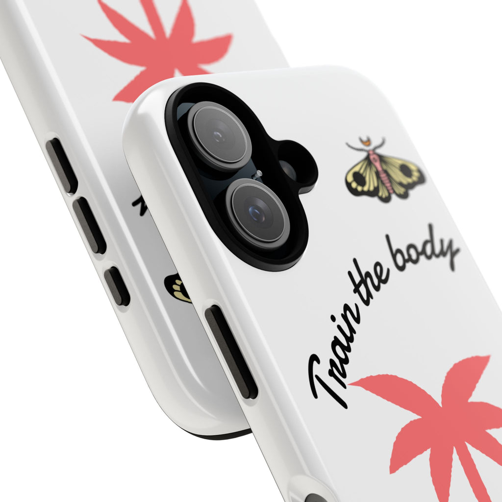 Train the Body Silence the Chaos phone case | palm tree moth design