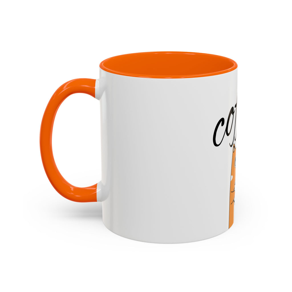 Coffee First Cat Mug — Cute Orange Cat Drinking Coffee, Funny Morning Coffee Gift (11/15oz)