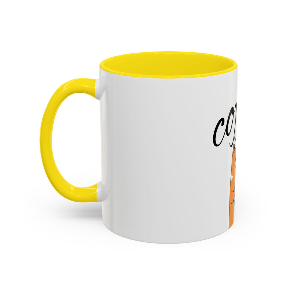 Coffee First Cat Mug — Cute Orange Cat Drinking Coffee, Funny Morning Coffee Gift (11/15oz)